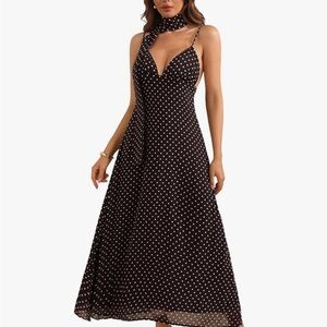 Elegant Black Polka Dot Dress
